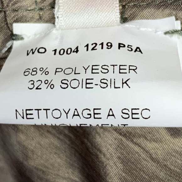 LANVIN 2011 Green Olive Polyester Silk Marbled Double Breasted Trench Coat - Picture 6 of 7